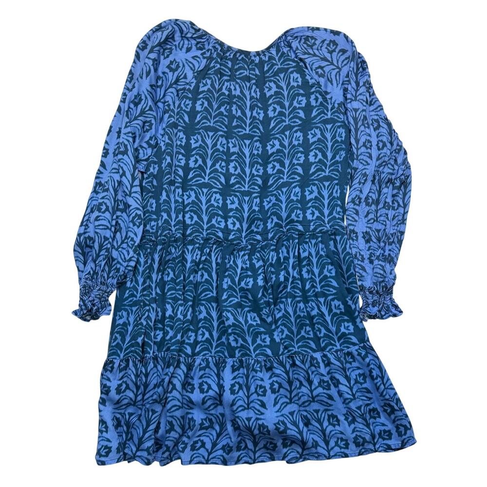 Omika Riviera Mini Dress XL Indigo Blue Print Boho Resort Kaftan Style - Picture 4 of 15